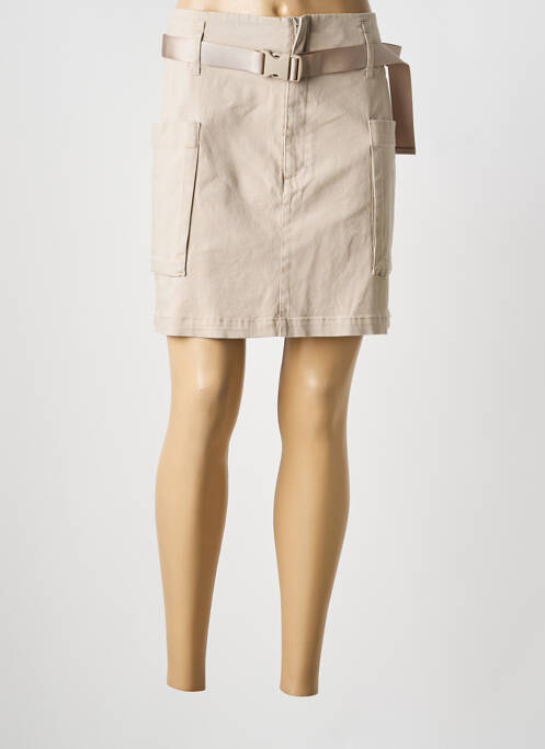 Jupe courte coupe droite beige YAYA femme