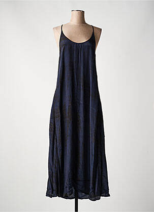 Robe longue manches bretelles ajustables fines bretelles noir FIVE femme