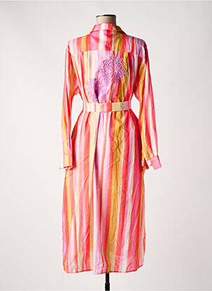 Robe longue manches longues manches longues rose FIVE femme