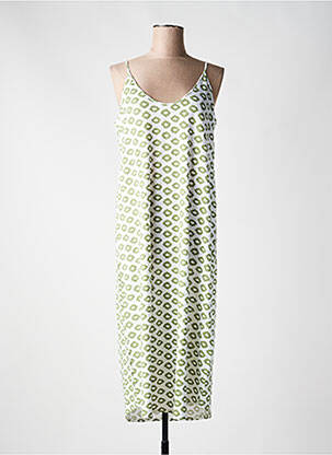 Robe longue manches bretelles ajustables fines bretelles vert MAJESTIC FILATURES femme