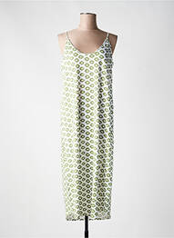 Robe longue manches bretelles ajustables fines bretelles vert MAJESTIC FILATURES femme
