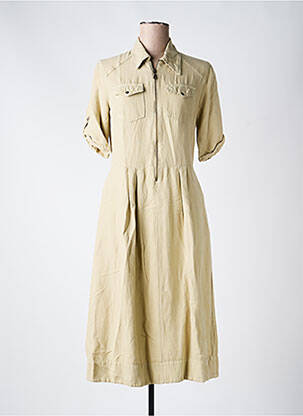 Robe longue manches courtes manches courtes beige FIVE femme