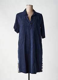 Robe mi-longue coupe fluide manches longues bleu CATNOIR femme