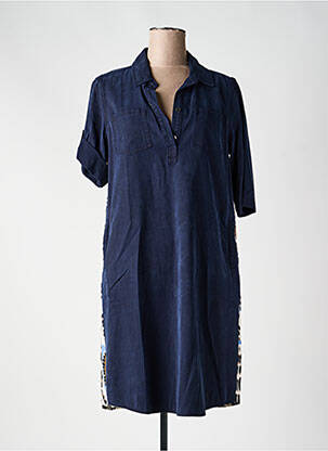 Robe mi-longue coupe fluide manches longues bleu CATNOIR femme