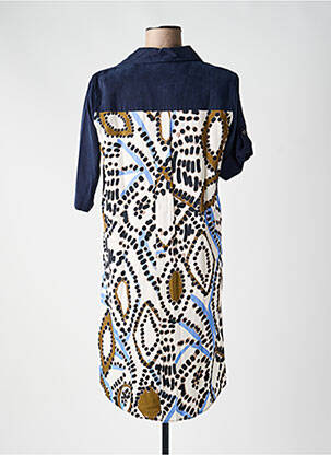 Robe mi-longue coupe fluide manches longues bleu CATNOIR femme