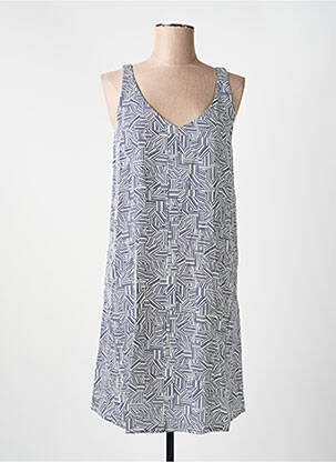 Robe mi-longue coupe fluide sans manche bleu YERSE femme