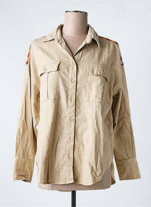 Chemisier coupe cintrée manches longues beige FIVE femme
