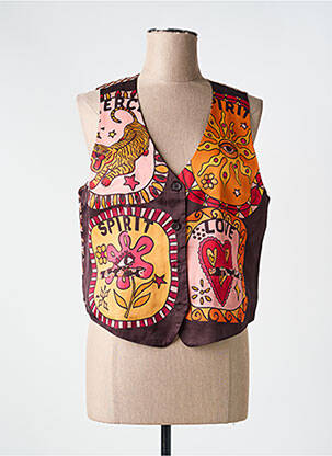 Gilet sans manche coupe cintrée marron ME369 femme