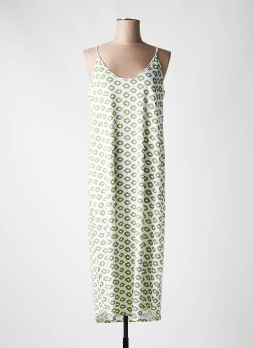 Robe longue manches bretelles ajustables fines bretelles vert MAJESTIC FILATURES femme