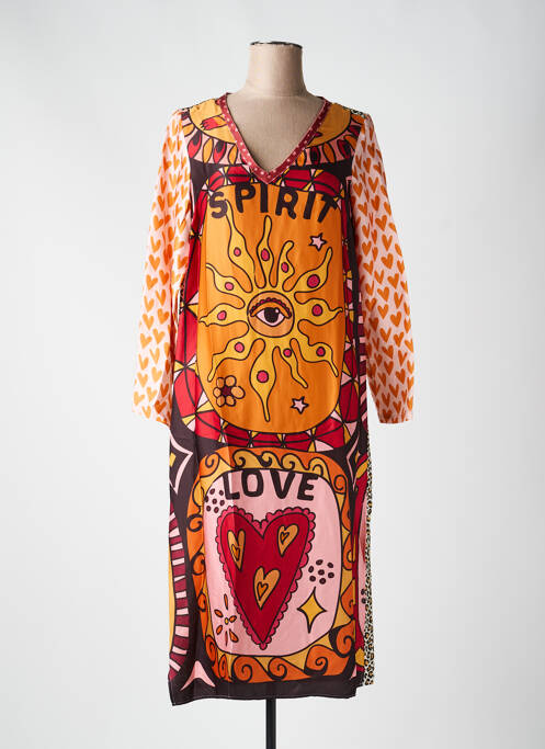 Robe longue manches longues manches longues jaune ME369 femme