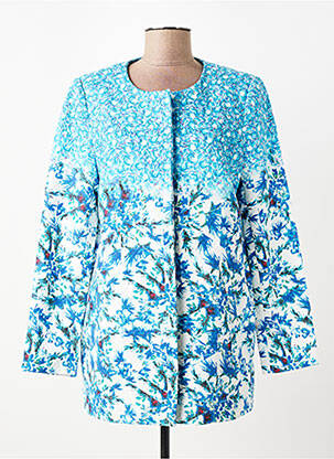 Manteau long fermeture pressionnée sans capuche bleu SEE U SOON femme
