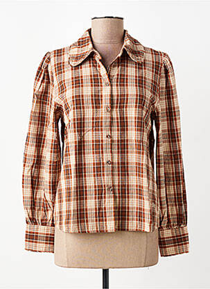 Chemisier coupe cintrée manches longues marron YERSE femme
