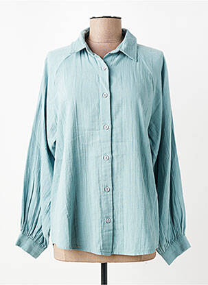 Chemisier tissage crêpe manches longues bleu ZILCH femme