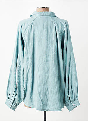 Chemisier tissage crêpe manches longues bleu ZILCH femme
