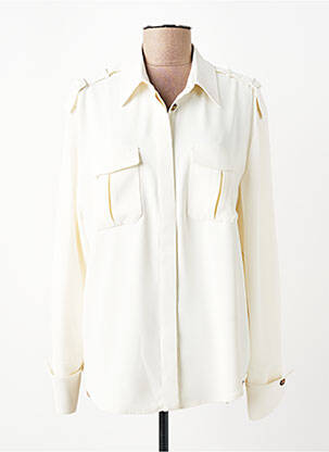 Chemisier tissage crêpe manches longues beige YAYA femme