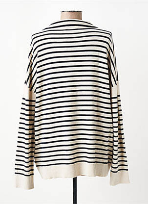 Pull col v manches longues beige MAJESTIC FILATURES femme