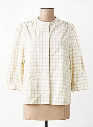 Chemisier tissage popeline manches longues beige YERSE femme