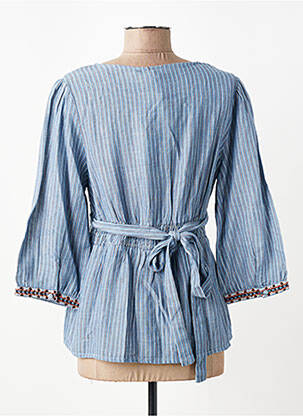 Tunique manches longues tissage crêpe bleu CREAM femme