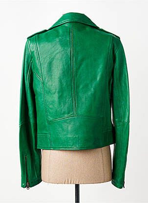Veste en cuir poches vert OAKWOOD femme