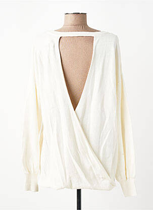 Pull col v manches longues beige YAYA femme