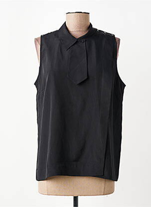 Blouse tissage crêpe sans manche noir IDANO femme