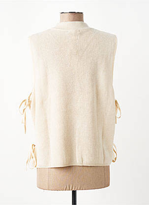 Pull coupe cintrée sans manche beige YERSE femme