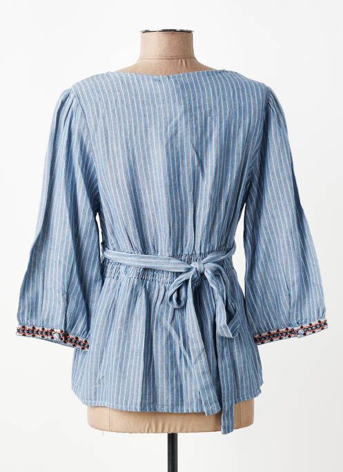 Tunique manches longues tissage crêpe bleu CREAM femme