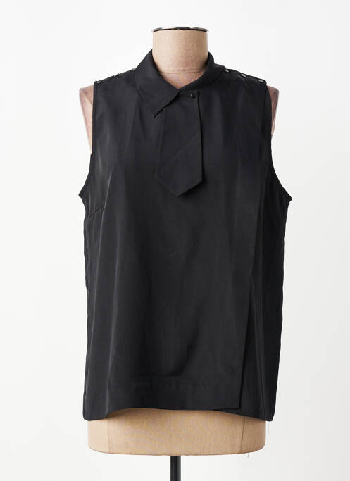 Blouse tissage crêpe sans manche noir IDANO femme