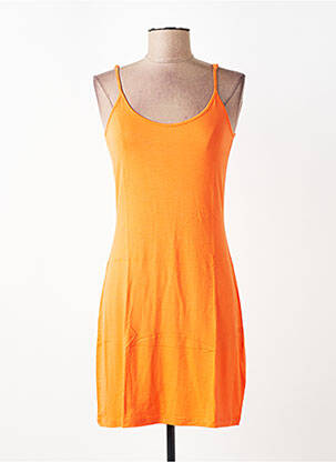 Robe courte col rond fines bretelles orange ZILCH femme