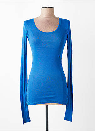 T-shirt manches longues manches longues bleu MAJESTIC FILATURES femme