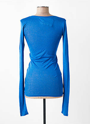 T-shirt manches longues manches longues bleu MAJESTIC FILATURES femme