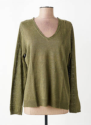 Pull tissage chiné manches longues vert HARTFORD femme