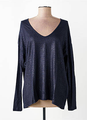 Top stretch manches longues bleu MAJESTIC FILATURES femme