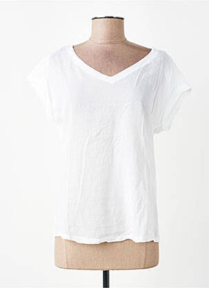 Top coupe fluide manches courtes blanc MAJESTIC FILATURES femme