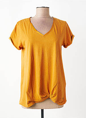 T-shirt col v manches courtes jaune YERSE femme