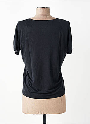 T-shirt col v manches courtes noir MAJESTIC FILATURES femme