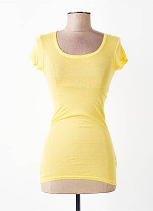 T-shirt stretch manches courtes jaune AMERICAN VINTAGE femme
