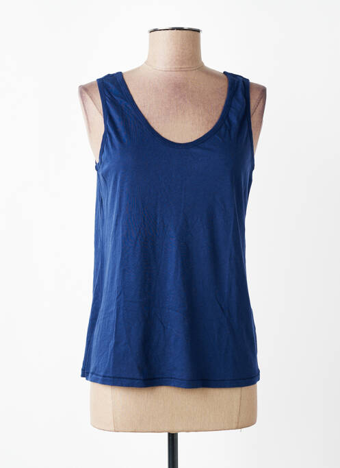 Débardeur col v sans manche bleu AMERICAN VINTAGE femme