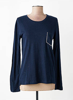 T-shirt manches longues manches longues bleu MAJESTIC FILATURES femme
