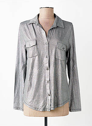Chemisier coupe cintrée manches longues argent MAJESTIC FILATURES femme