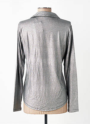 Chemisier coupe cintrée manches longues argent MAJESTIC FILATURES femme