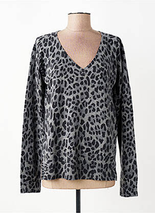 Pull col v manches longues gris FIVE femme
