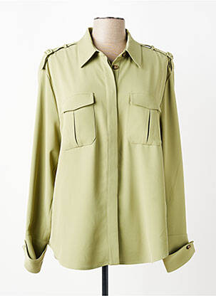 Chemisier tissage crêpe manches longues vert YAYA femme