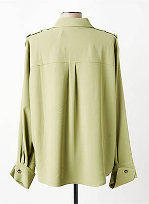 Chemisier tissage crêpe manches longues vert YAYA femme