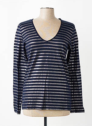 T-shirt manches longues manches longues bleu MAJESTIC FILATURES femme