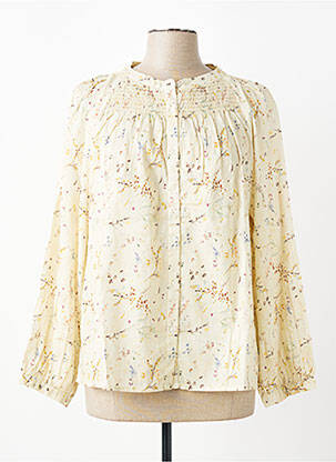 Chemisier imprimé fleurs manches longues jaune INDI & COLD femme