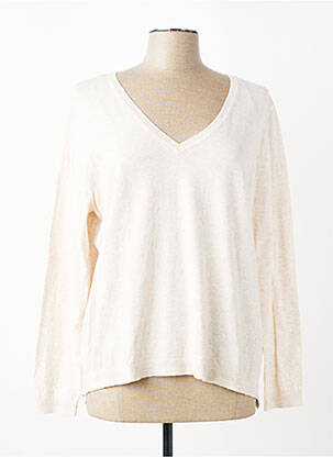 Pull tissage chiné manches longues beige YERSE femme