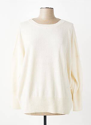 Pull stretch manches longues beige MAJESTIC FILATURES femme
