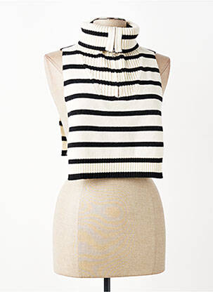 Col / tour de cou imprimé rayures beige FIVE femme