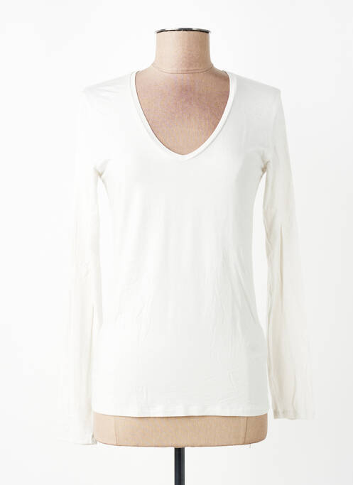 Top stretch manches longues blanc MAJESTIC FILATURES femme